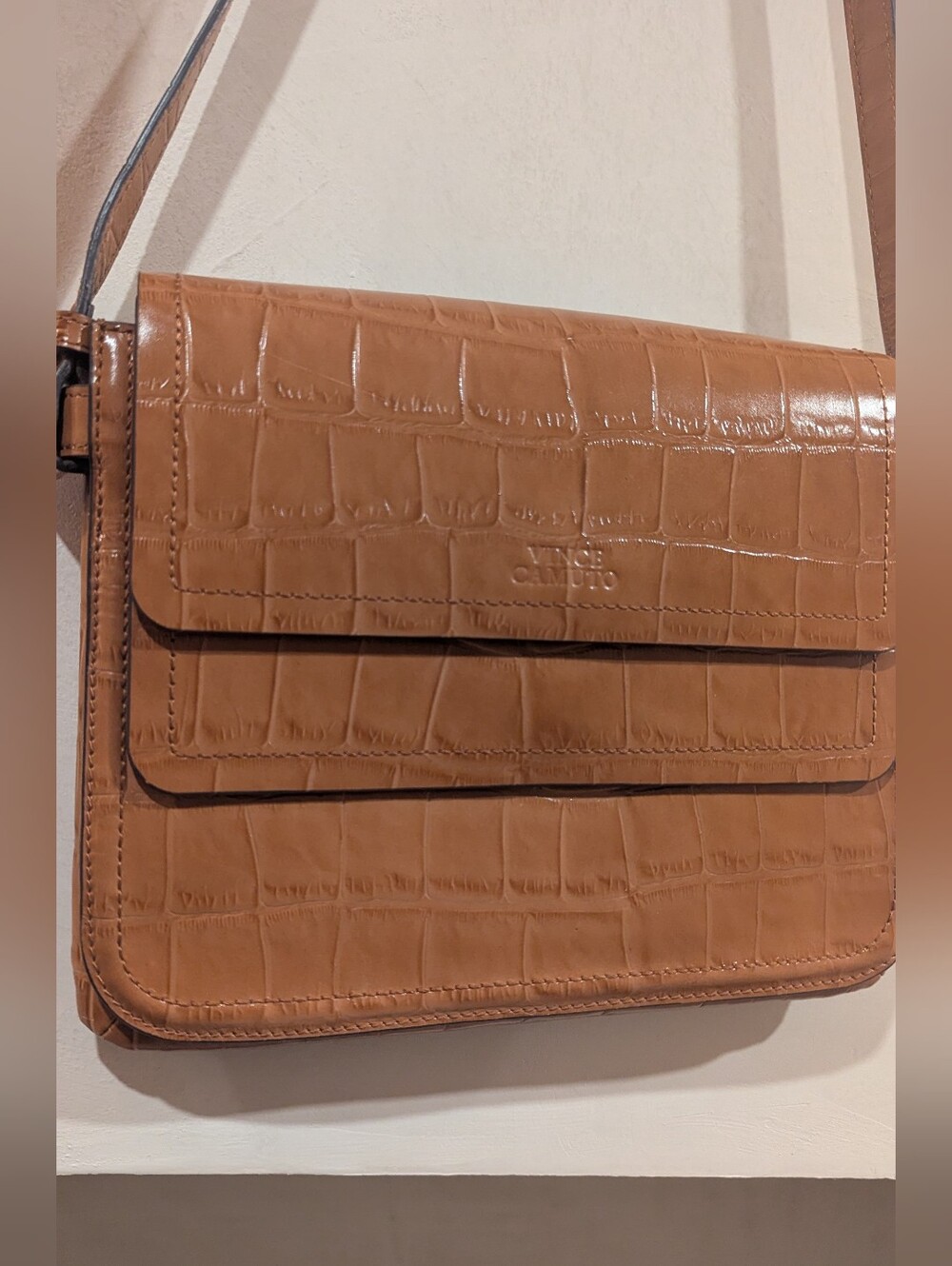 Vince Camuto Leather Handbag Purse Brown Cognac